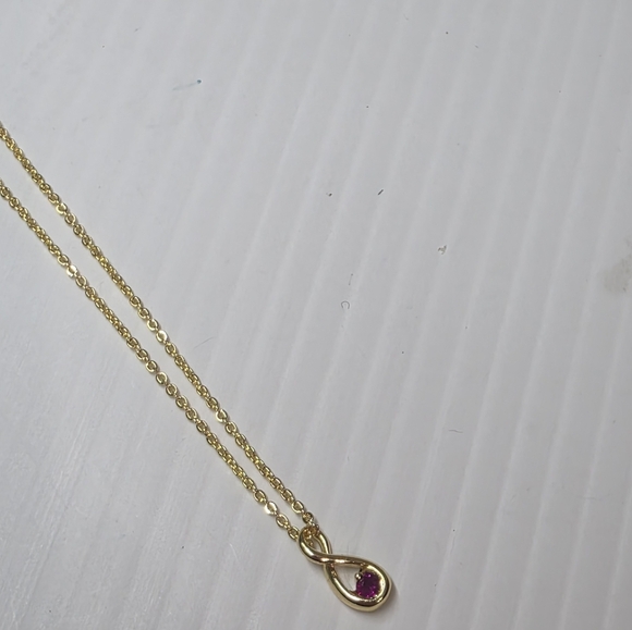 vintage pink gemstone gold toned dainty delicate pendant necklace - Picture 4 of 6
